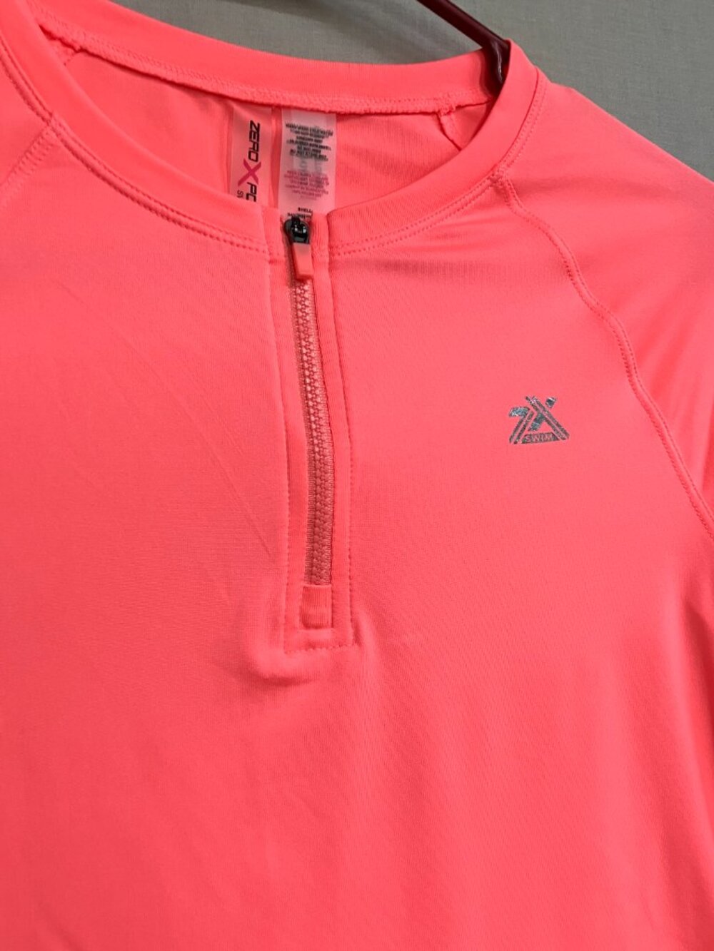 ZeroXposur Sun Smart Swim Shirt Women S Coral Scallop UPF 50+ Zip Rash Guard - Picture 4 of 8
